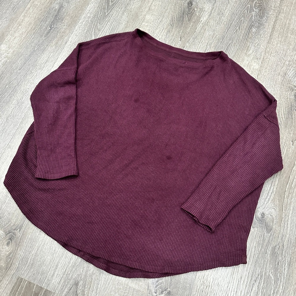 WE THE FREE Sweater Women's XL Burgundy Waffle Knit Oversized Knit Sweater - Picture 1 of 13